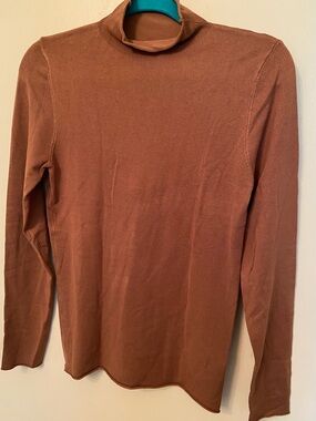 Rust Brown Lightweight Mock Turtleneck Top